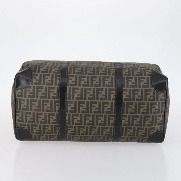 FENDI Zucca Canvas Boston Bag PVC Black Brown gold Auth 142675 - Picture 7 of 16